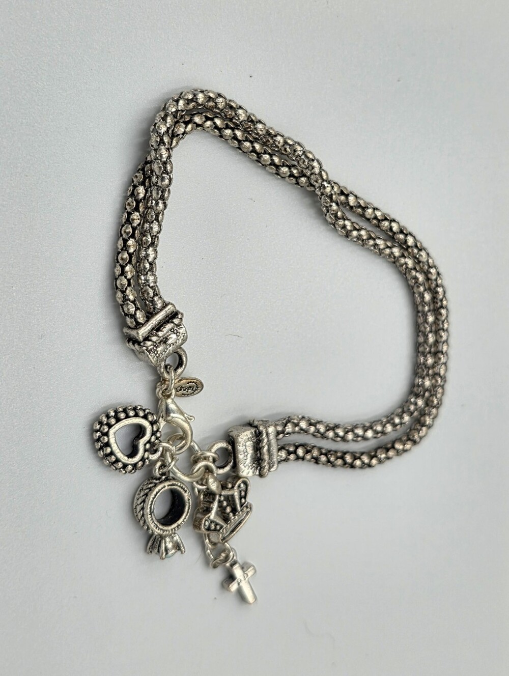 Premier Designs Silver-Tone‎ Heart Charm Multi-Strand Bracelet Crown Ring Cross